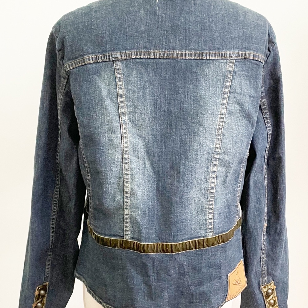 Denim jacket, embellished jean jacket, West Palm, velvet trim denim - Picture 4 of 8